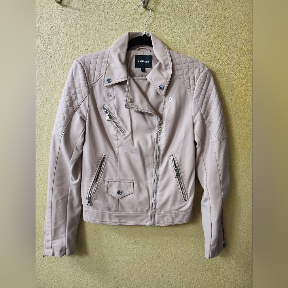 Express Pink Vegan Leather Jacket size S